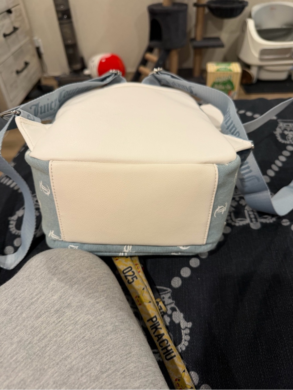 Juicy Couture Cream and Light Blue Kids Crossbody Bag